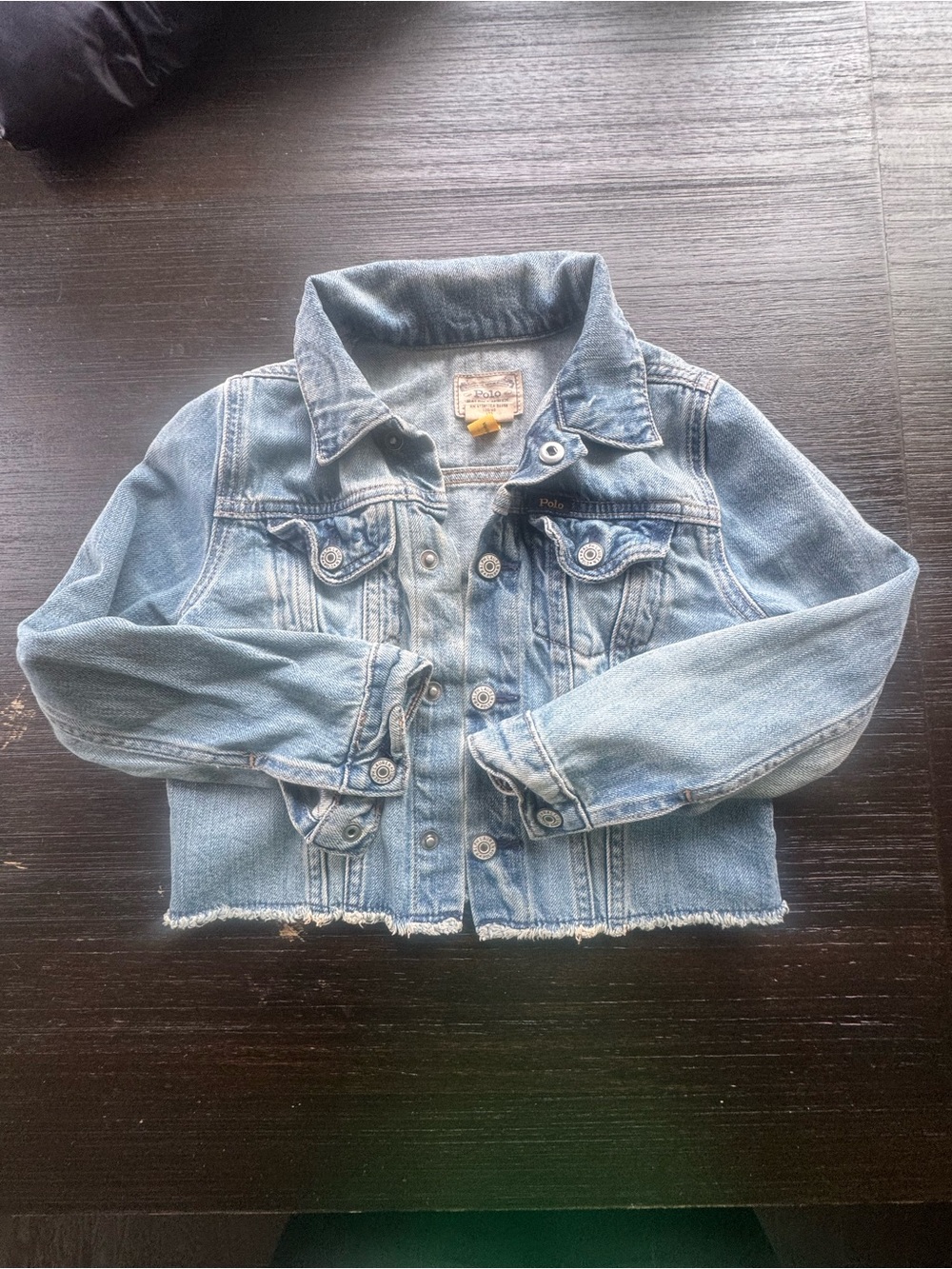 Ralph Lauren Light Blue Kids Denim Jacket with Frayed Hem